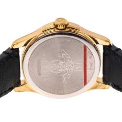 Gucci Black Gold Plated Stainless Steel Leather G-Timeless 126.5 Women's Wristwatch 27 mm