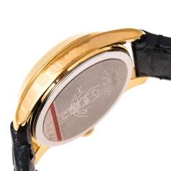 Gucci Black Gold Plated Stainless Steel Leather G-Timeless 126.5 Women's Wristwatch 27 mm