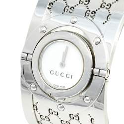 Pre Owned Gucci White Stainless Steel Twirl YA112424 Women's Wristwatch 23 mm 
