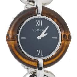 Gucci Black Stainless Steel Bamboo 132.4 Women's Wristwatch 36 mm