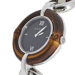 Gucci Black Stainless Steel Bamboo 132.4 Women's Wristwatch 36 mm