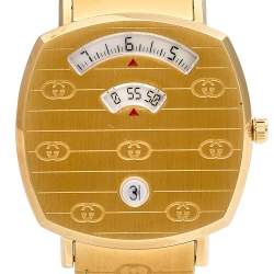 Pre Owned Gucci Yellow Gold Plated Stainless Steel Grip 157.4 Women's Wristwatch 35 mm
