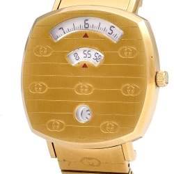 Pre Owned Gucci Yellow Gold Plated Stainless Steel Grip 157.4 Women's Wristwatch 35 mm