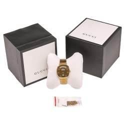 Pre Owned Gucci Yellow Gold Plated Stainless Steel Grip 157.4 Women's Wristwatch 35 mm