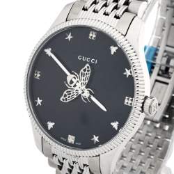 Gucci Black Stainless Steel G-Timeless YA1264154 Women's Wristwatch 36 mm 