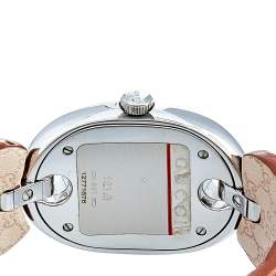Pre Owned Gucci Silver Stainless Steel Marina Chain Leather YA121309 Women's Wristwatch 32 mm
