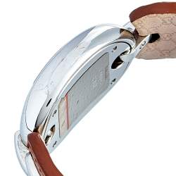Pre Owned Gucci Silver Stainless Steel Marina Chain Leather YA121309 Women's Wristwatch 32 mm