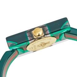 Gucci Skeleton Plexiglass Gold Plated Stainless Steel 143.5 Women's Wristwatch 24 mm