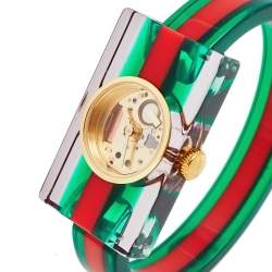 Gucci Skeleton Plexiglass Gold Plated Stainless Steel 143.5 Women's Wristwatch 24 mm