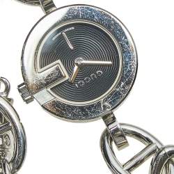 Pre Owned Gucci Black Stainless Steel 107 Series YA107503 Women's Wristwatch 22 mm 