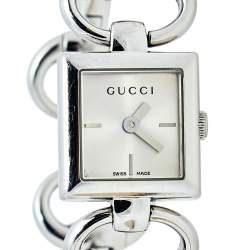Pre Owned Gucci Silver Stainless Steel Tornabuoni YA120502 Women's Wristwatch 19 mm