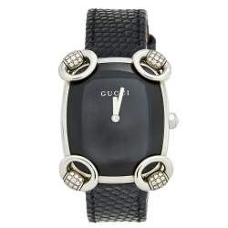 Gucci Black Stainless Steel Lizard Horsebit 117.5 Women's Wristwatch 28 mm