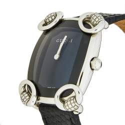 Gucci Black Stainless Steel Lizard Horsebit 117.5 Women's Wristwatch 28 mm