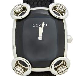 Gucci Black Stainless Steel Lizard Horsebit 117.5 Women's Wristwatch 28 mm