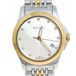 Gucci Mother of Pearl Two Tone Stainless Steel G-Timeless 126.5 Women's Wristwatch 27 mm
