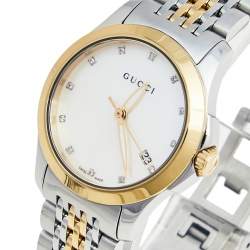Gucci Mother of Pearl Two Tone Stainless Steel G-Timeless 126.5 Women's Wristwatch 27 mm