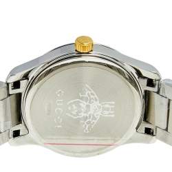 Pre Owned Gucci Silver Two Tone Stainless Steel G-Timeless YA126596 Women's Wristwatch 27 mm