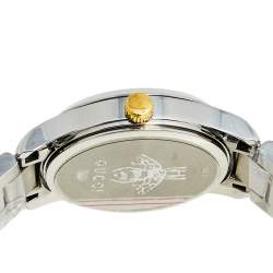 Pre Owned Gucci Silver Two Tone Stainless Steel G-Timeless YA126596 Women's Wristwatch 27 mm