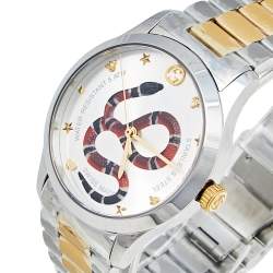 مملوكة مسبقًا Gucci Silver Snake Two Tone Stainless Steel G-Timeless YA1264075 Men's Wristwatch 38 mm