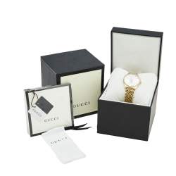 Gucci Silver Sunburst Yellow Gold PVD Coated Stainless Steel G-Timeless 126.4 Women's Wristwatch 36 mm