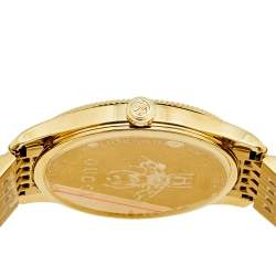 Gucci Silver Sunburst Yellow Gold PVD Coated Stainless Steel G-Timeless 126.4 Women's Wristwatch 36 mm