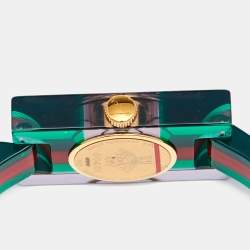 Gucci Skeleton Plexiglass Gold Plated Stainless Steel 143.5 Women's Wristwatch 24 mm