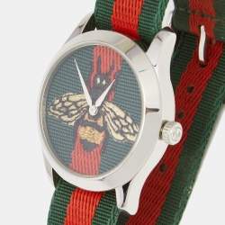 Pre Owned Gucci Multicolor Stainless Steel Nylon Le Marche Des Merveilles Unisex Wristwatch 38 mm