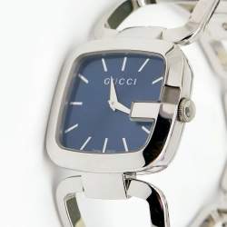 Pre Owned Gucci Blue Stainless Steel G-Gucci 125.4 Women's Wristwatch 32 mm