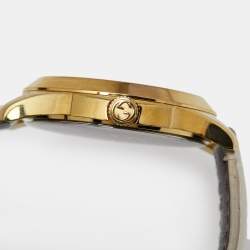 Gucci White Gold Plated Stainless Steel Leather G-Timeless 126.4 Women's Wristwatch 38 mm