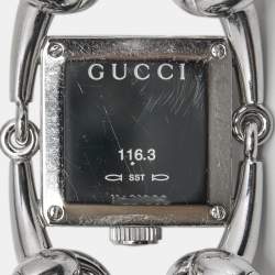 Gucci Mother of Pearl Stainless Steel Diamond Signoria Horsebit 116.3 Women's Wristwatch 25 mm