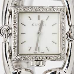 Gucci Mother of Pearl Stainless Steel Diamond Signoria Horsebit 116.3 Women's Wristwatch 25 mm