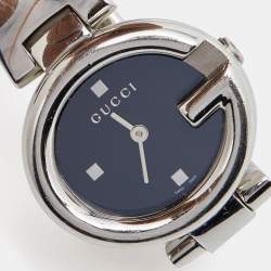 Pre Owned Gucci Black Stainless Steel Guccissima YA134501 Women's Wristwatch 27 mm