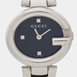 Pre Owned Gucci Black Stainless Steel Guccissima YA134501 Women's Wristwatch 27 mm