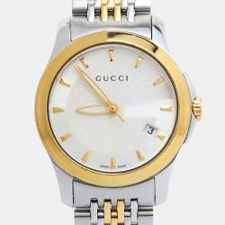 Gucci Silver Two-Tone Stainless Steel G Timeless 126.5 Women's Wristwatch 27 mm