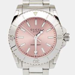 Gucci Pink Stainless Steel Dive YA136401 Women's Wristwatch 32 mm