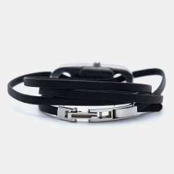 Pre Owned Gucci Black Stainless Steel Leather 6100L Women's Wristwatch 14 mm