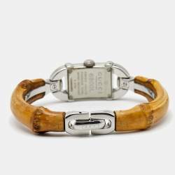 Gucci Silver Stainless Steel Bamboo 6800L Women's Wristwatch 16 mm