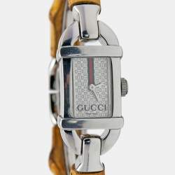 Gucci Silver Stainless Steel Bamboo 6800L Women's Wristwatch 16 mm