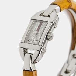 Gucci Silver Stainless Steel Bamboo 6800L Women's Wristwatch 16 mm