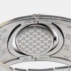 Pre Owned Gucci Brown Stainless Steel Leather Twirl YA112433 Women's Wristwatch 33 mm 