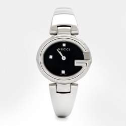Pre Owned Gucci Black Stainless Steel Guccissima YA134501 Women's Wristwatch 27 mm