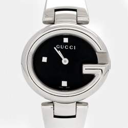 Pre Owned Gucci Black Stainless Steel Guccissima YA134501 Women's Wristwatch 27 mm