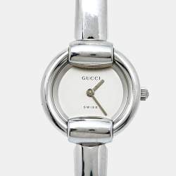 Pre Owned Gucci Silver Stainless Steel 1400L Women's Wristwatch 25 mm