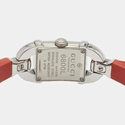 Pre Owned Gucci Multicolor Stripes Stainless Steel Rubberized Bamboo 6800L Women's Wristwatch 16 mm