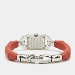 Pre Owned Gucci Multicolor Stripes Stainless Steel Rubberized Bamboo 6800L Women's Wristwatch 16 mm
