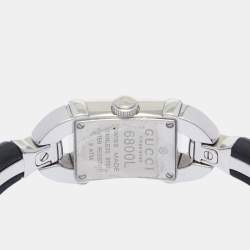 Pre Owned Gucci Silver Diamond Pave Stainless Steel Resin Bamboo 6800L Women's Wristwatch 16 mm