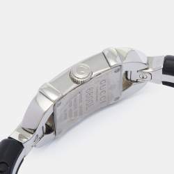 Pre Owned Gucci Silver Diamond Pave Stainless Steel Resin Bamboo 6800L Women's Wristwatch 16 mm