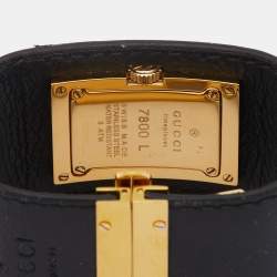Pre Owned Gucci Gold Plated Stainless Steel Leather 7800L Women's Wristwatch 23 mm
