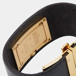 Pre Owned Gucci Gold Plated Stainless Steel Leather 7800L Women's Wristwatch 23 mm