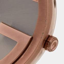 Pre Owned Gucci Brown Ion Plated Stainless Steel Leather Interlocking G 133.3 Women's Wristwatch 37 mm